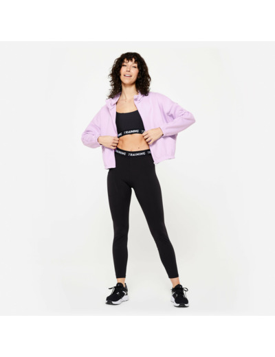 Veste à capuche de fitness manches longues femme, violette lilas