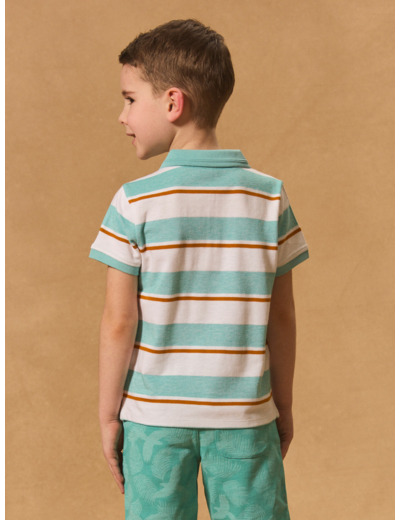 Polo Rayé Turquoise