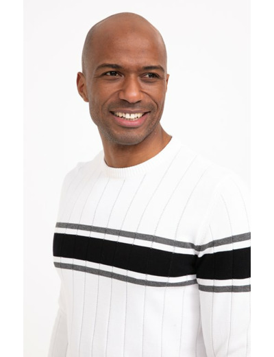 Pull col rond rayé Cote