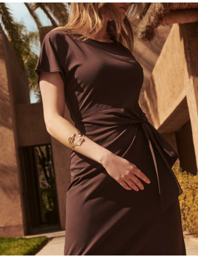 Robe longue unie MARRON