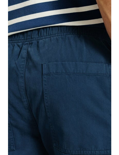 Pantalon straight taille élastiquée - Bleu foncé