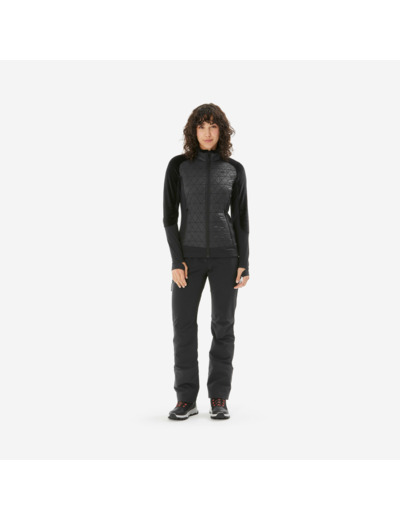 Polaire de randonnée hybride chaude femme, MH900 Mountain noir