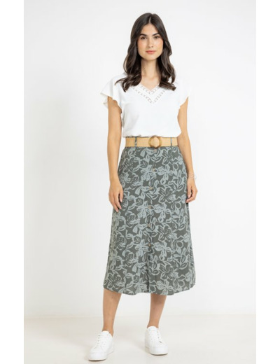 Jupe imprimée avec ceinture non doublée