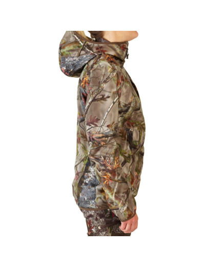 VESTE CHASSE FEMME IMPERMEABLE SILENCIEUSE CAMOUFLAGE 500