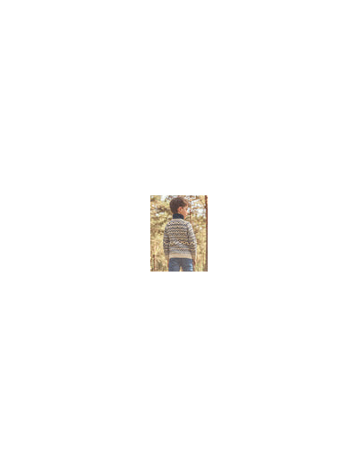 Gilet zippé écru pour garçon, avec col et motif jacquard