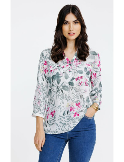 Tunique imprimé léopard et fleur