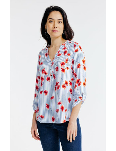 Tunique col mao avec froufrou