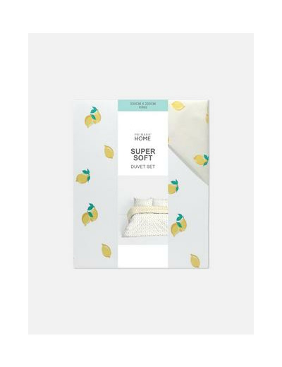 Parure de lit king size réversible à motif citrons
