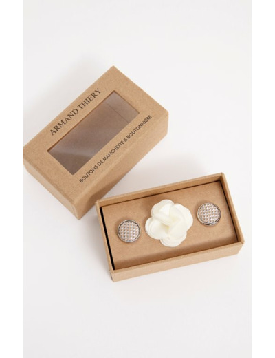 Box boutonnière et boutons manchettes