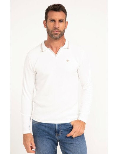 Pull col polo uni Creme