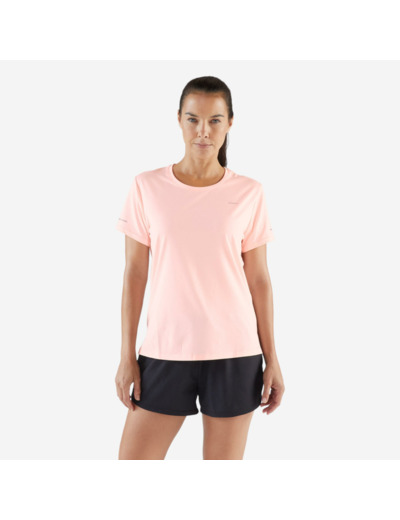 T-shirt running respirant femme - kiprun run 500 dry rose