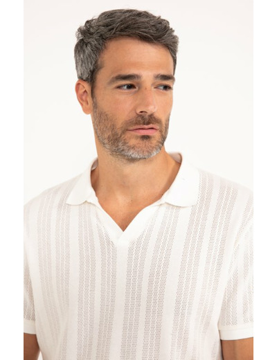 Pull col polo manches courtes Ajoure