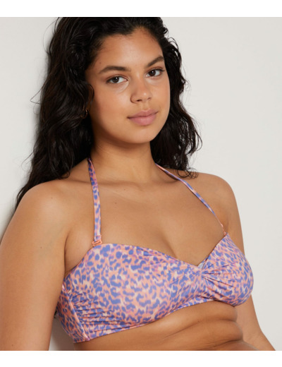 Bandeau armaturé haut de maillot imprimé léopard