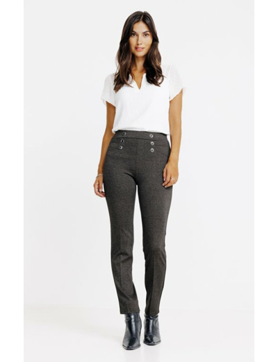 Tregging en maille aspect chiné bouton