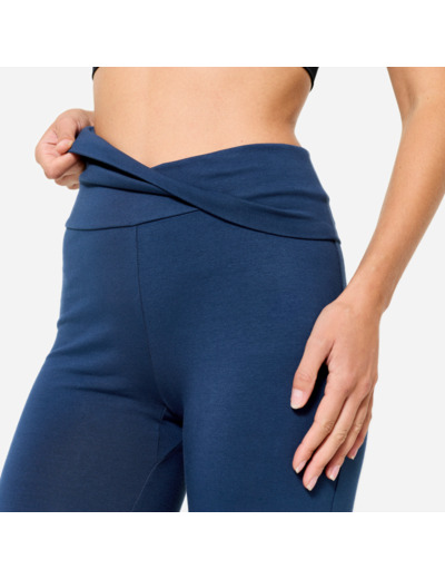 Legging de yoga doux taille haute femme, bleu marine