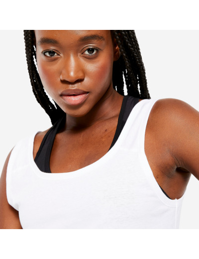 Débardeur coupe droite Fitness Femme - 100 Blanc