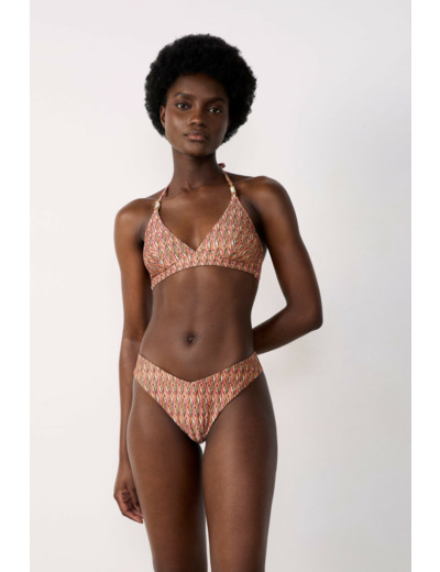 Bikini brésilien high leg bas de maillot à motif
