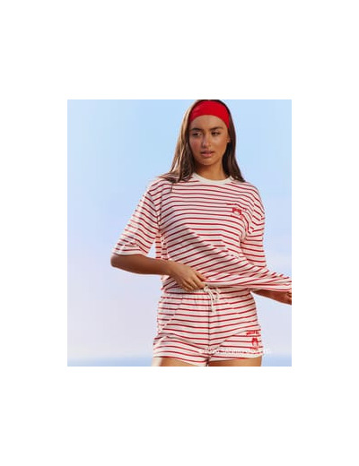 Short marinière en jersey épais avec broderie Hello Kitty