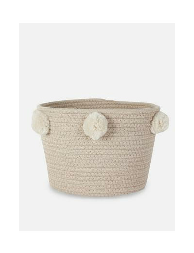 Panier de rangement tressé à pompons