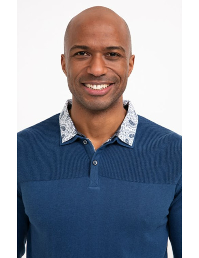 Pull col polo chemise manches longues