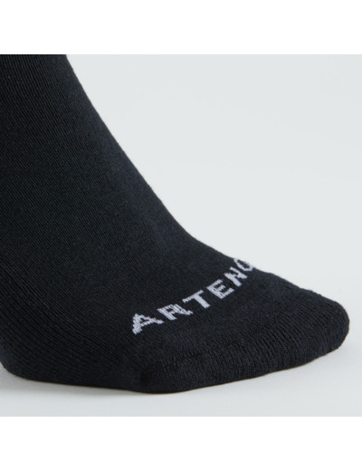 CHAUSSETTES DE TENNIS MI-HAUTES RS 100 NOIR LOT DE 3
