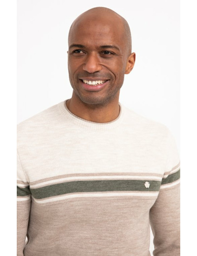 Pull col rond rayé Brique