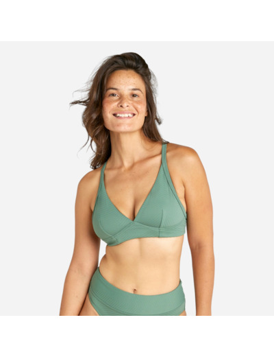 Haut de maillot de bain brassière texturée Femme - Bea kaki