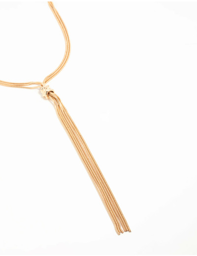 Gold Chain Knotted Tassel Y-Necklace