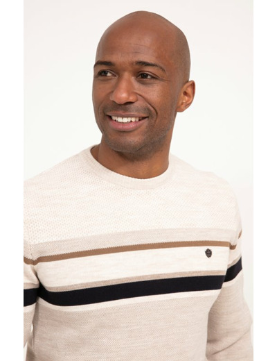 Pull col rond rayé Acacia