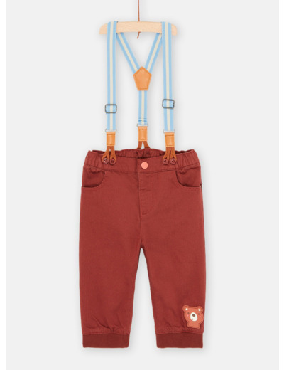 Pantalon havane à bretelles pour bébé garçon