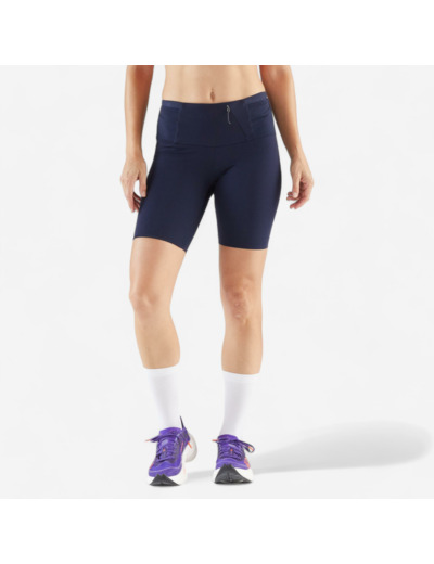 Short cycliste running femme - kiprun run 900 light bleu marine
