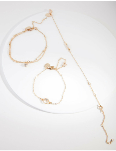 Gold Pearl Friendship Anklet Bracelet Pack