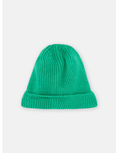 Bonnet en maille côtelée verte pour garçon