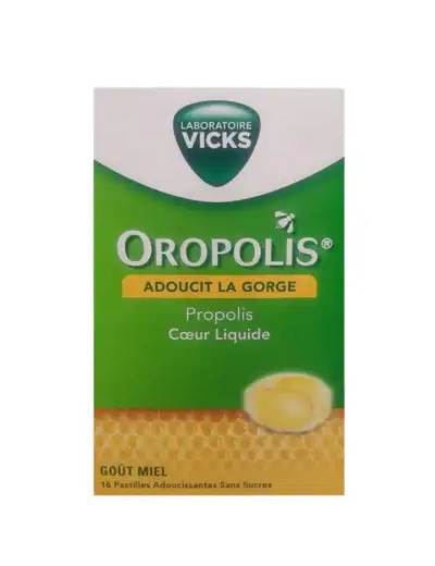 Vicks Oropolis Pastilles à Sucer Coeur Liquide Miel Boîte De 16