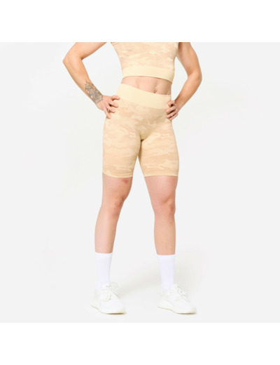 Short de fitness motif camo, beige