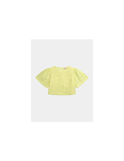 Blouse  jaune pâle en broderie anglaise pour fille