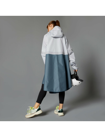 PONCHO PLUIE VISIBILITE NUIT VELO VILLE 540 BLEU GRIS