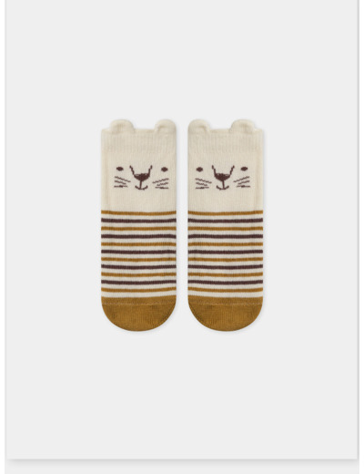 Chaussettes rayées avec visage de lion