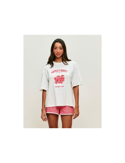 T-shirt manches courtes oversize en jersey imprimé "Farmer's market"