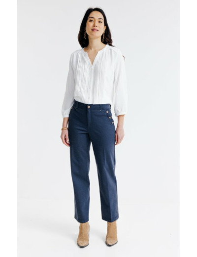 Pantacourt maille aspect jean