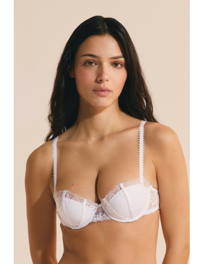 Soutien-gorge push up balconnet en dentelle et satin,Soutien-gorge push up balconnet en dentelle et satin;${refinementColor}