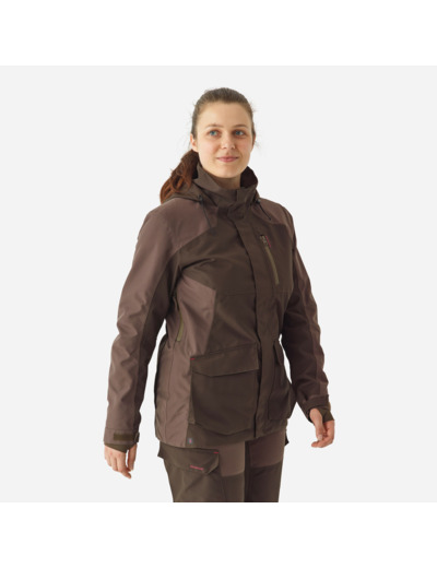 VESTE FEMME IMPERMÉABLE RESISTANTE 500 MARRON