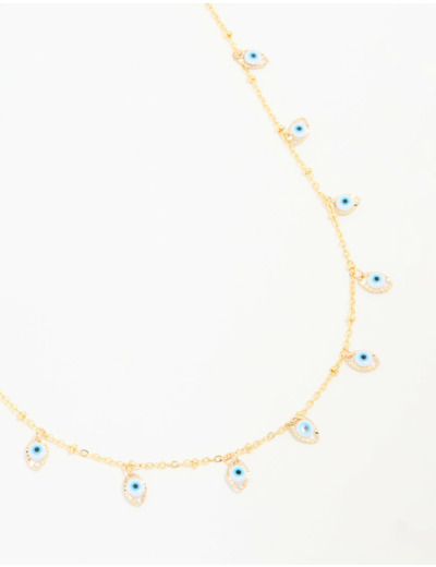 Waterproof Gold Plated Stainless Steel Evil Eye Necklace