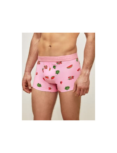 Boxer rose en coton motifs fruits