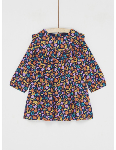 Robe manches longues imprimée orange pour bébé fille