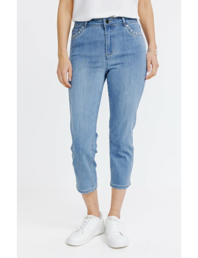 Corsaire en denim brodé