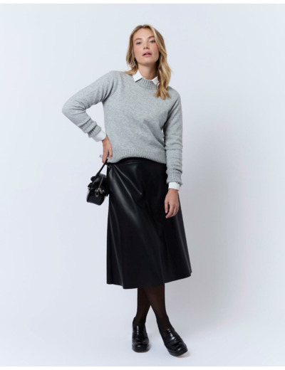 Pull épais contenant de la laine uni GRIS Femme