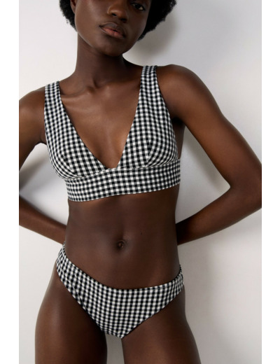 Culotte bikini bas de maillot à carreaux
