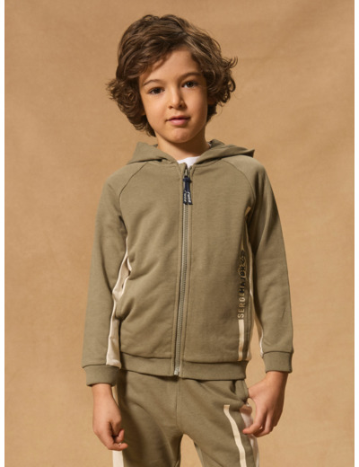 Gilet à capuche Kaki et Blanc