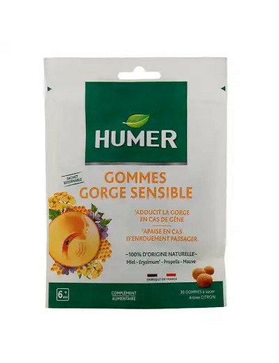 Humer Gomme Gorge Sensible Citron Sachet De 30